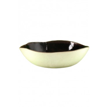 Bowl em Cerâmica Esmaltada Bege e Marrom Escuro by Paula Almeida