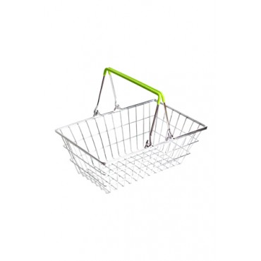 Cestinha Retrô Supermercado - Alça Verde Limão - 9x23x15cm - Coleção Mirabile Essential