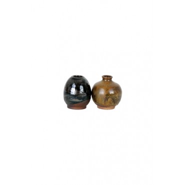 Conjunto de Mini Vasos Escuro (2 peças) by Leí e Augusto Cerâmica (07 cm x 07 cm)