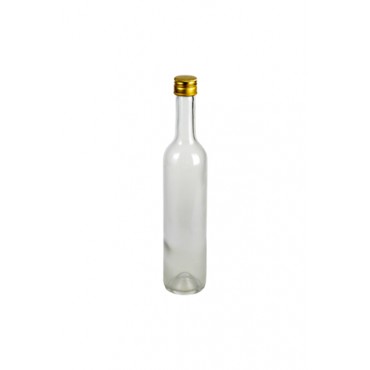Garrafa de Vidro Transparente com Tampa Dourada - Coleção Mirabile Essential (31 cm x 07 cm)