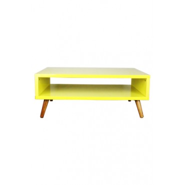 Mesa de Centro Retangular Amarela Coleção Basic (90 cm x 35 cm x 54 cm)