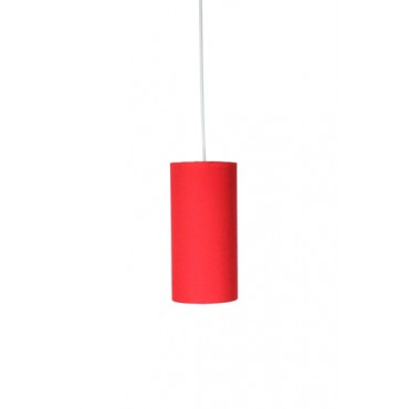 Pendente com Cúpula Redonda Alongada em Tecido Vermelho Linha Essential by Studio Mirabile