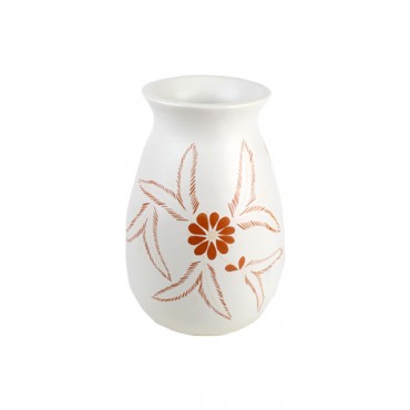 Vaso Branco Floral by Coqueiro Campo (30 cm x 20cm)