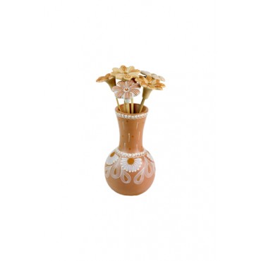 Vaso com Flores Marrom Claro by Coqueiro Campo (22 cm x 10cm)