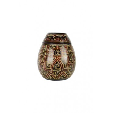 Vaso Amarelo Oval Marajoara Marajoara by Polo Ceramista de Icoaraci (27 cm x 20 cm)