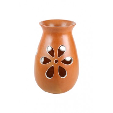 Vaso em Cerâmica Vazado Marrom by Coqueiro Campo (30cm x 18cm)