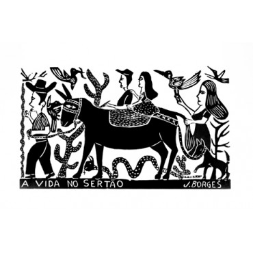 Xilogravura by J. Borges - A Vida No Sertão - Preta (Tamanho 66 x 48 cm)