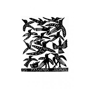 Xilogravura by J. Borges - Os Pássaros - Preta (48 x 33 cm)