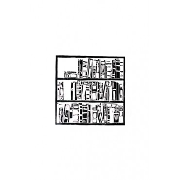 Xilogravura Prateleira de Livros by Cão (35 cm x 35 cm)