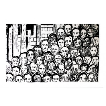 Xilogravura Ref. Tarsila do Amaral- Os Operários by Rafael Cão (47 cm x 80 cm)