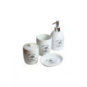 Kit para Banheiro em Porcelana Branca (4 peças) - Coleção Mirabile Essential