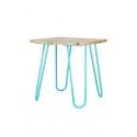 Mesa Lateral em Madeira Maciça Eucalipto - Coleção Hairpin Elegance - Turquesa
