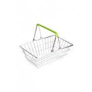 Cestinha Retrô Supermercado - Alça Verde Limão - 9x23x15cm - Coleção Mirabile Essential