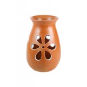 Vaso em Cerâmica Vazado Marrom by Coqueiro Campo (30cm x 18cm)