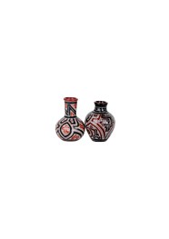 Conjunto de Mini Vasos Vermelho  (2 peças)  Marajoara by Polo Ceramista de Icoaraci 