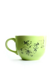 Caneca Grande Flores Verde by Lu de Mari - 12x9cm