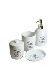 Kit para Banheiro em Porcelana Branca (4 peças) - Coleção Mirabile Essential