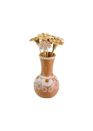 Vaso com Flores Marrom Claro by Coqueiro Campo (22 cm x 10cm)