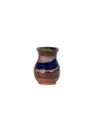Vaso Marrom com Faixa Azul by Leí e Augusto Cerâmica (12 cm x 10 cm)