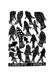 Xilogravura by J. Borges - Cardume - Preta (48 x 33 cm)