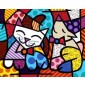 Poster "Happy Cat & Snob Dog" by Romero Britto - 38 x 29 cm