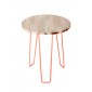 Mesa Lateral em Madeira Maciça Eucalipto - Coleção Hairpin Elegance - Coral
