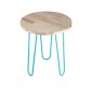 Mesa Lateral em Madeira Maciça Eucalipto - Coleção Hairpin Elegance - Turquesa