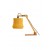 Luminária Articulada de Mesa com Base de Madeira e Cúpula de Barbante Ecológico Amarela (inclinada)