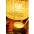 Luminária Articulada de Mesa com Base de Madeira e Cúpula de Barbante Ecológico Branca e Amarela (detalhe da cúpula)