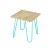 Mesa Lateral Quadrada em Madeira Maciça Eucalipto - Coleção Hairpin Elegance - Turquesa